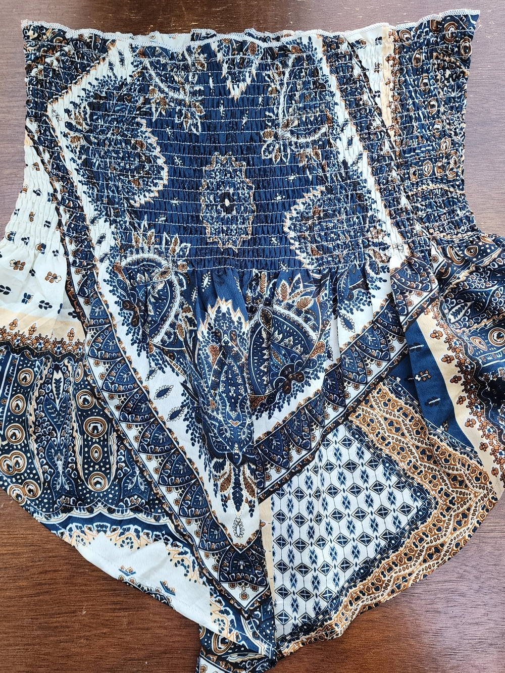Boho Paisley Bandana Scarf Top Smocked Strapless Tube Crop Top